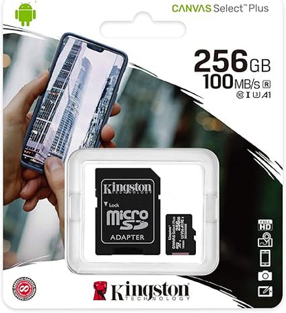 Kingston Canvas Select Plus microSD Card SDCS2/256 GB Class 10 (SD Adapter Included)