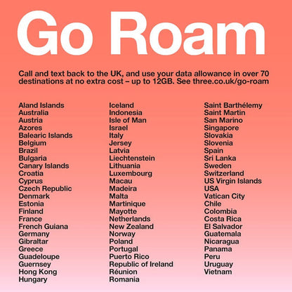 Three Mobile Broadband Data Sim 12GB lasts up to 12 months